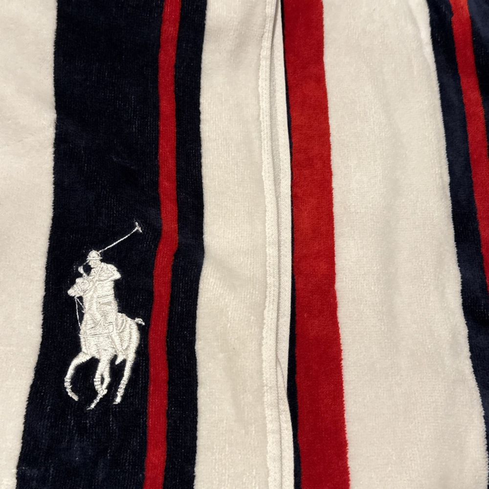 Polo Ralph Lauren 35x66 White Embroidery Pony Striped Dress Red Blue White New - Picture 4 of 5